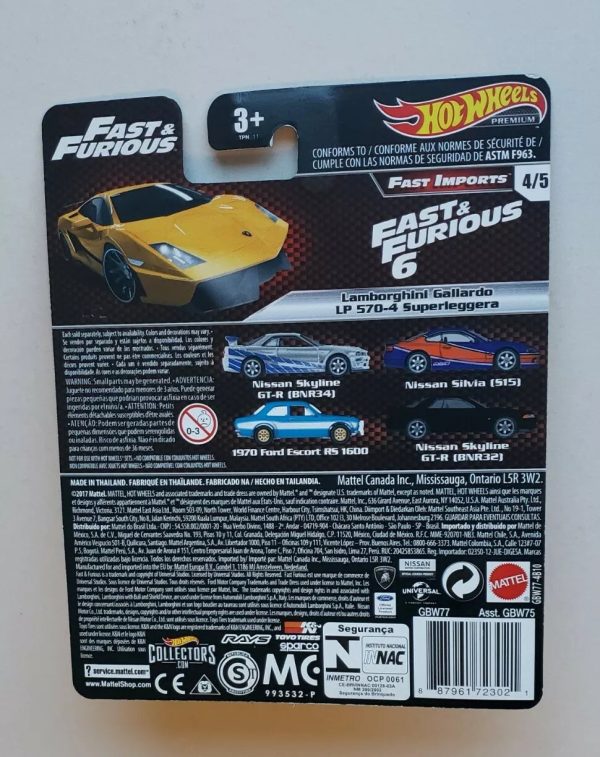 Hot Wheels Premium Fast And Furious Lamborghini Gallardo LP-570-4 SuperLeggera Fashion