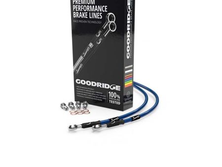 Goodridge 1975 Suzuki GT380M Full Length Electric Blue Front SS Brake Lines on Sale